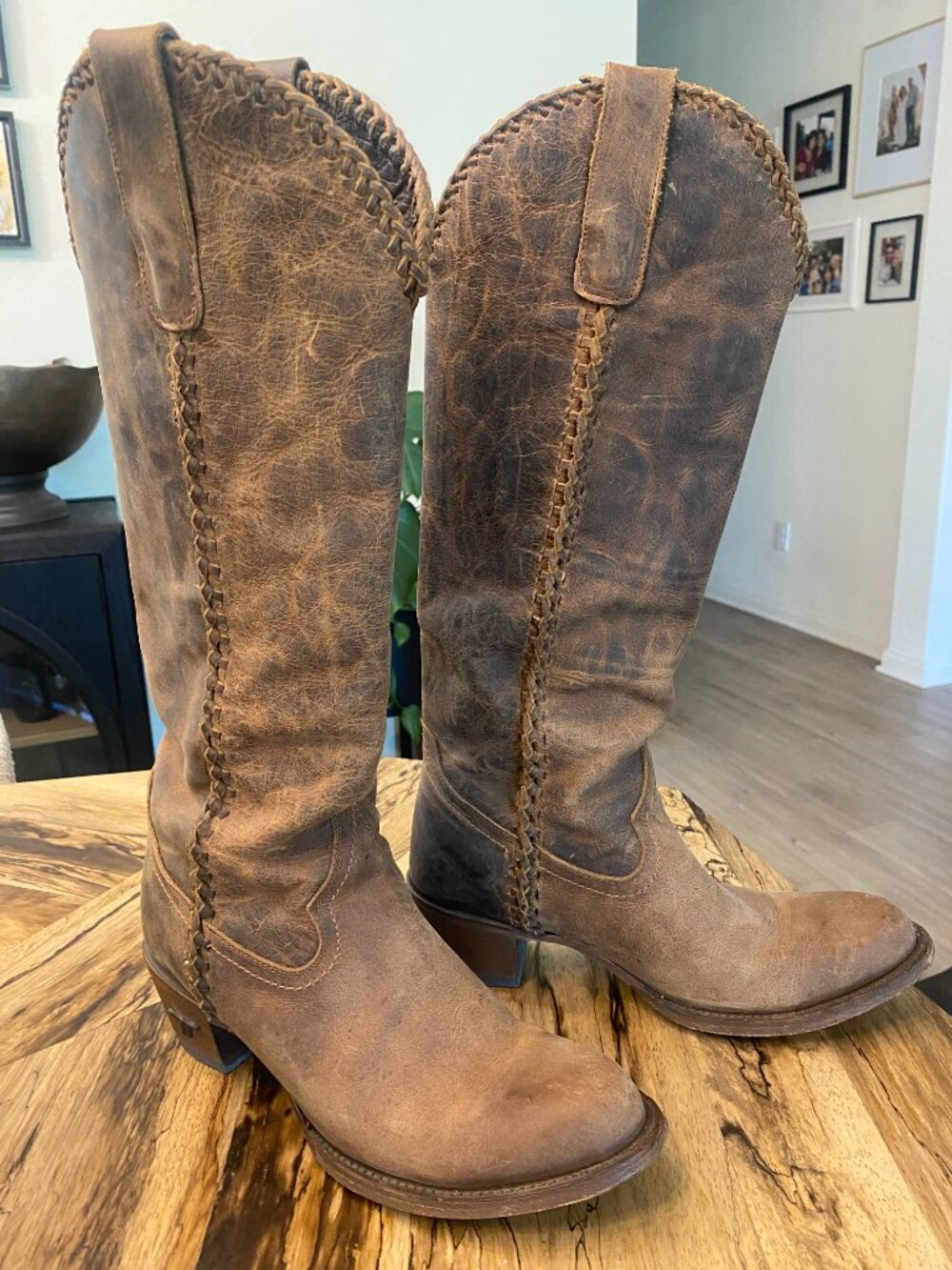Lane Plain Jane Tall Cowboy Boots Brown size 8